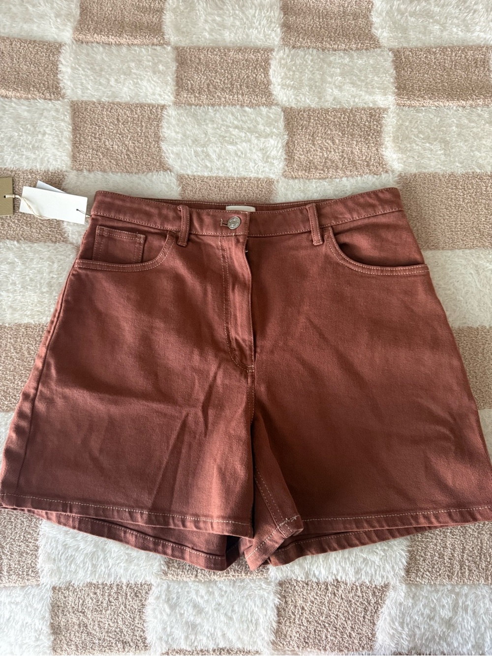 Wilfred Rust-Colored High-Rise Denim Shorts